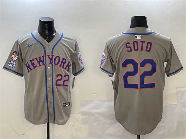 Mens New York Mets #22 Juan Soto Grey 2025 Spring Training Alternate Limited Stitched Jersey